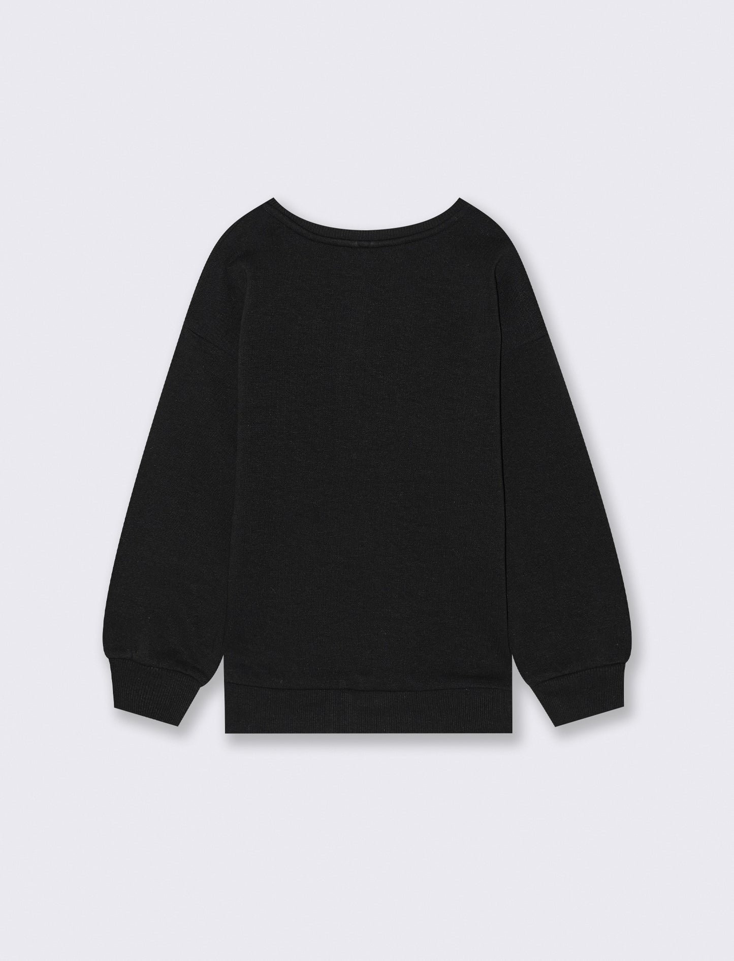 Felpa girocollo in cotone. - Nero