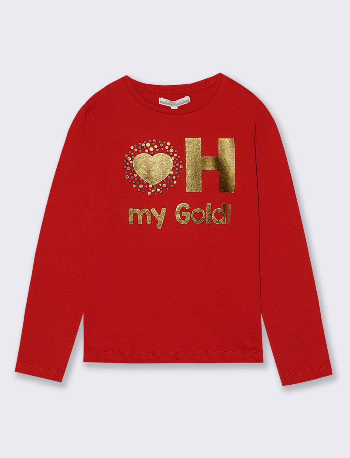 T- shirt manica lunga in cotone. - Rosso
