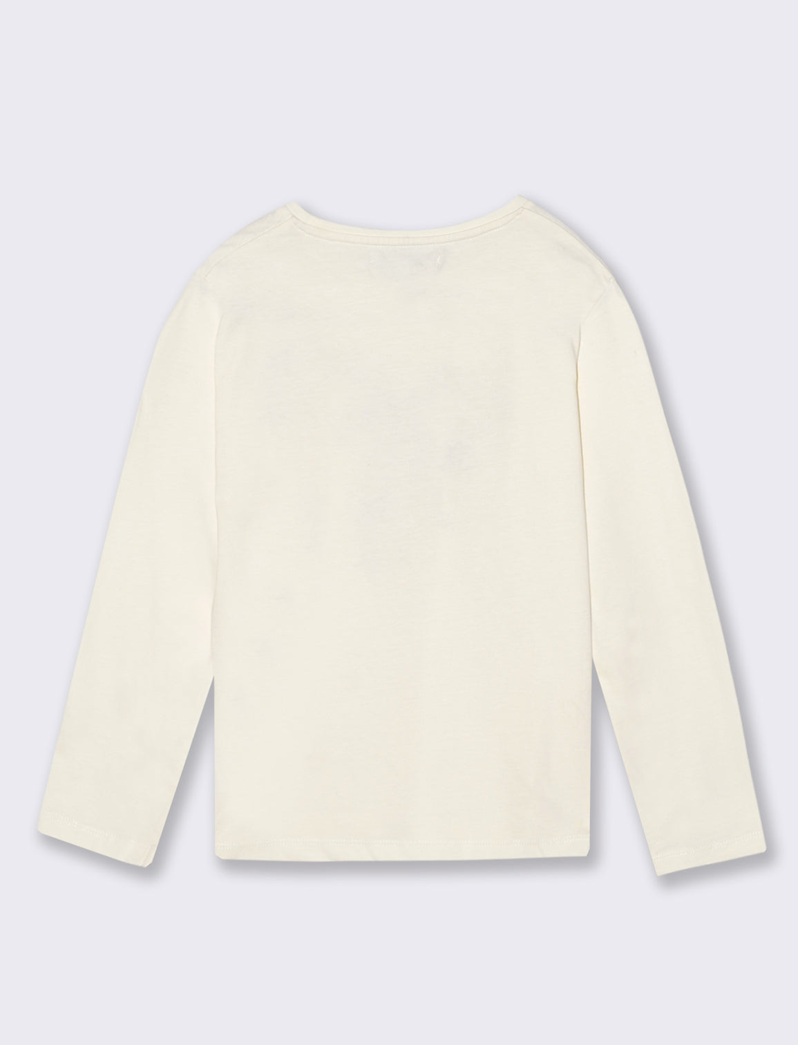 T- shirt manica lunga in cotone. - Bianco latte