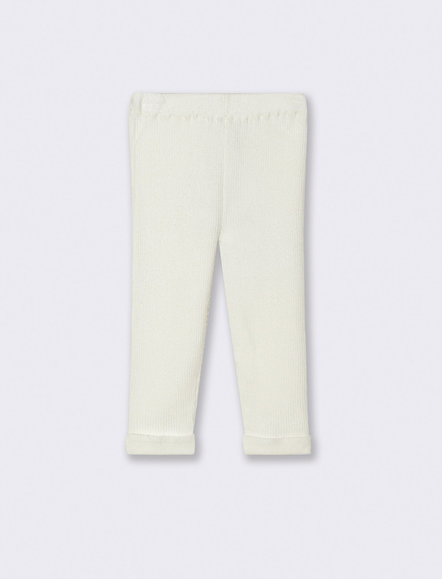 Leggings in maglia a costine - Bianco panna