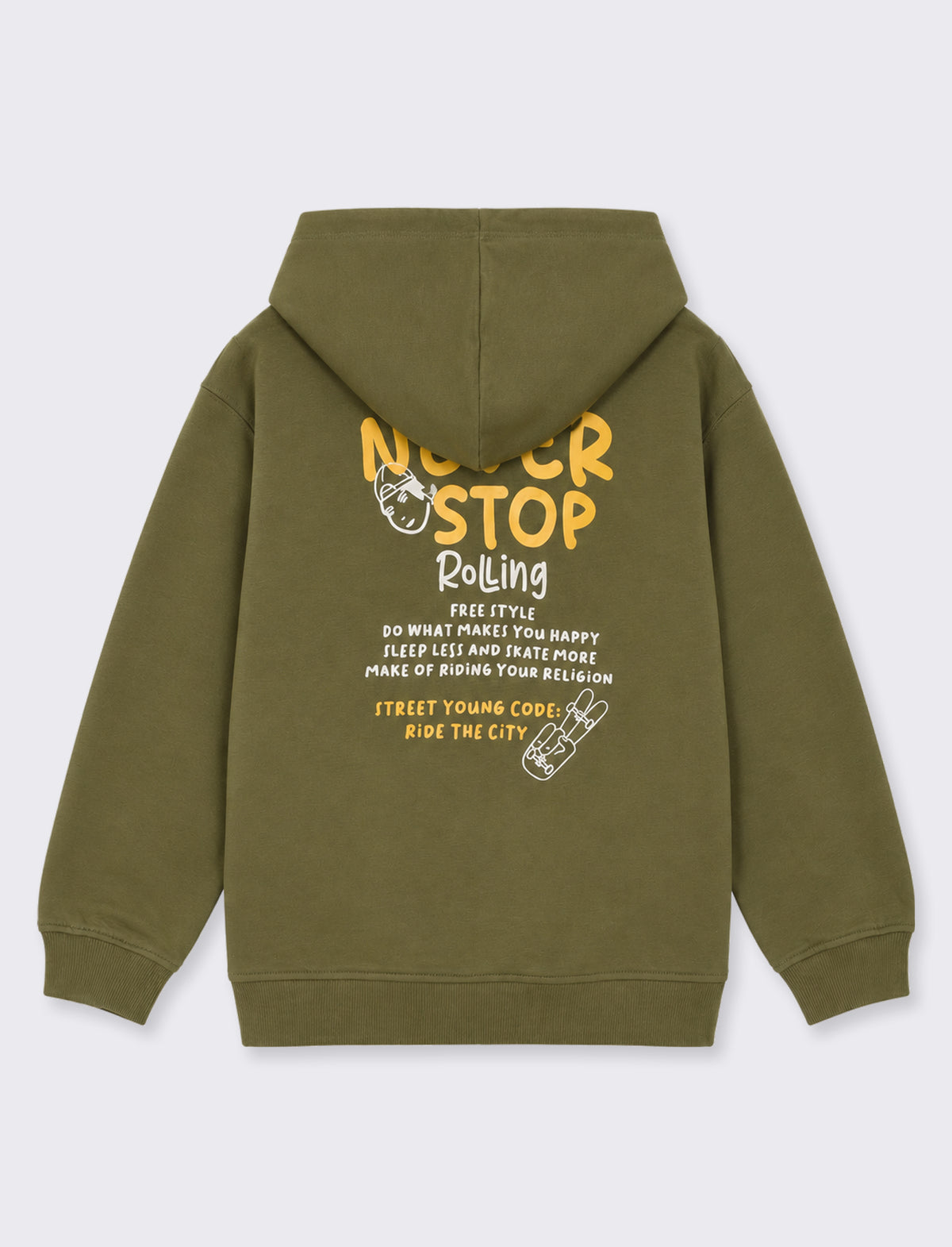 FELPA CON CAPPUCCIO - Verde militare