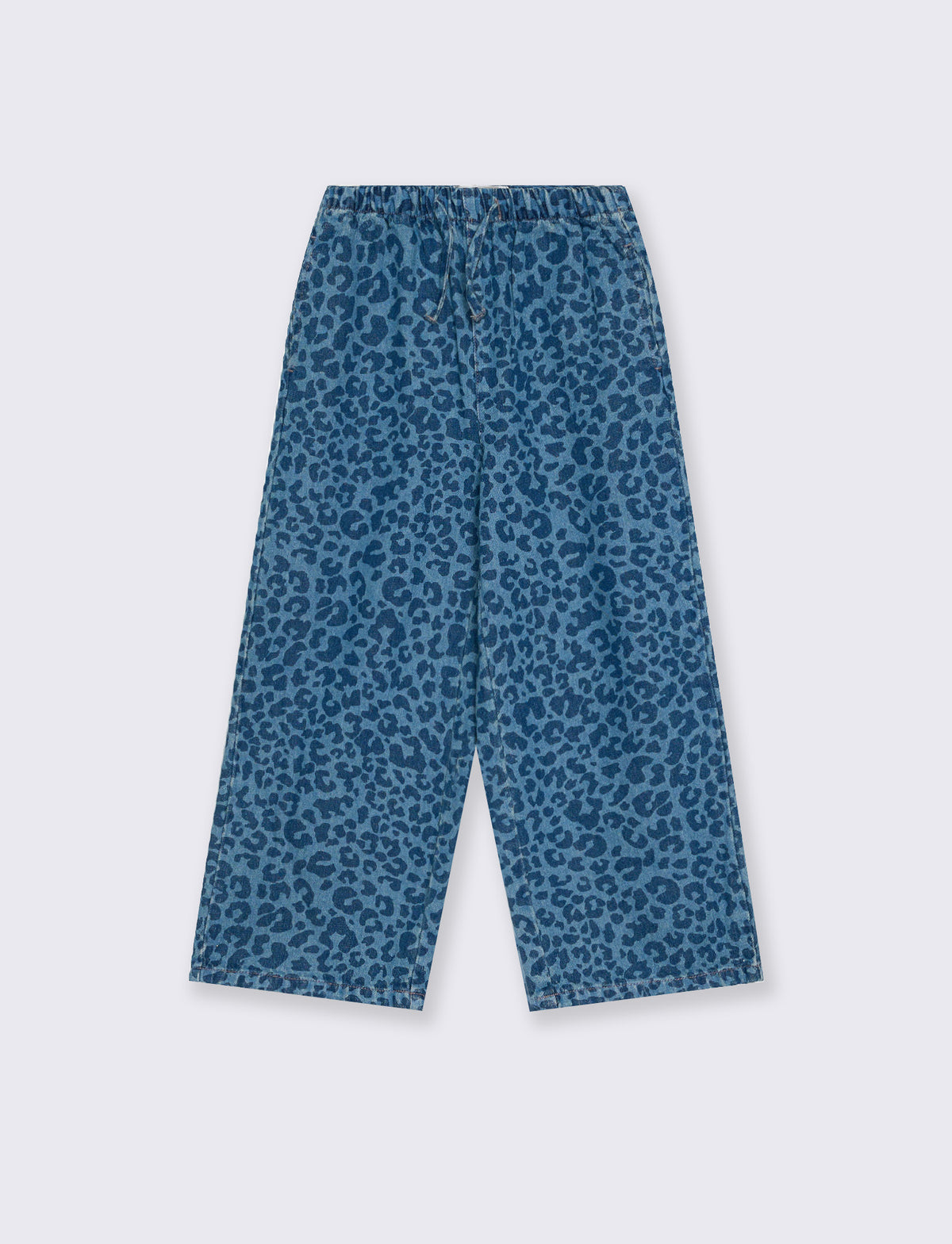 Jeans wide leg con coulisse in vita. - Denim