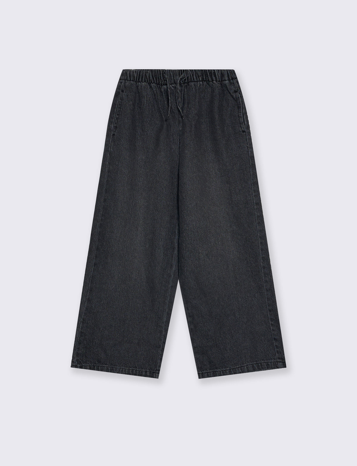 Jeans wide leg con coulisse in vita. - Grigio scuro