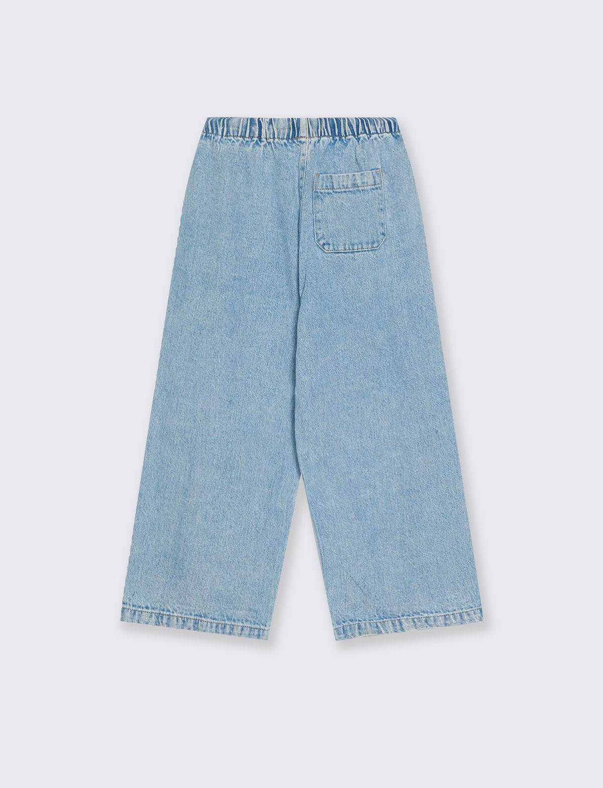 Jeans wide leg con coulisse in vita. - Denim chiaro