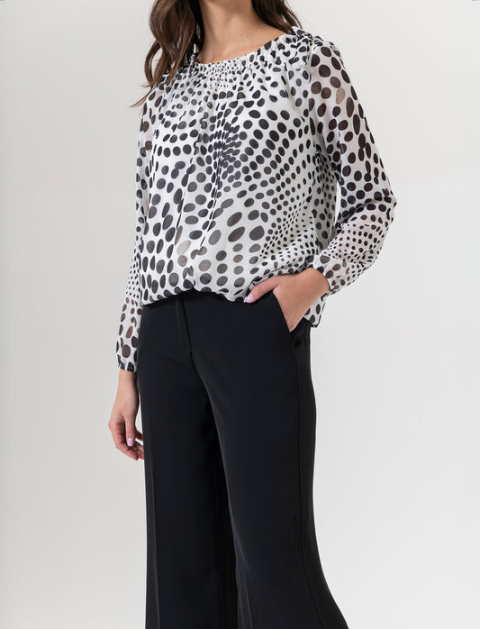 Pantalone coulotte con tasche ed elastico al dietro - Nero