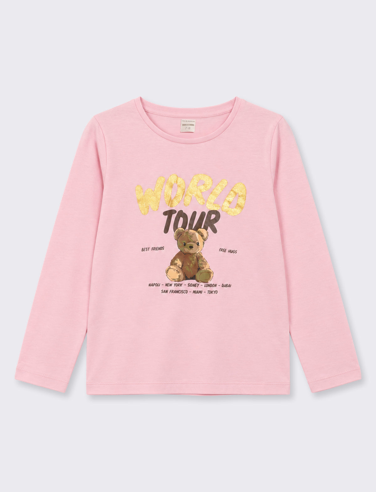T-shirt con stampa a manica lunga. - Rosa