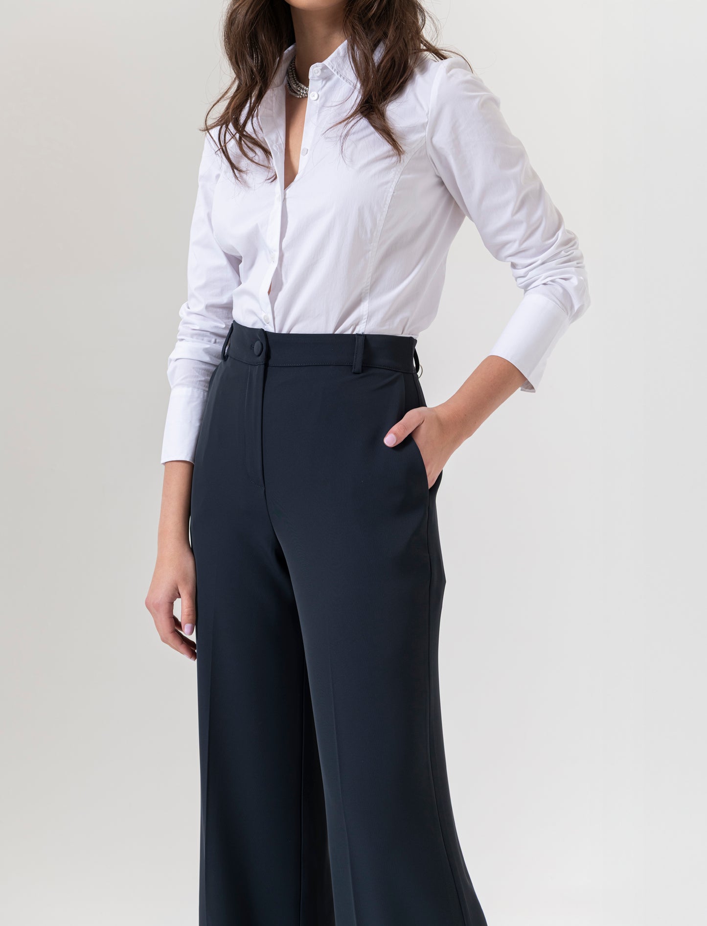 Pantalone palazzo in tessuto fluido - Blu