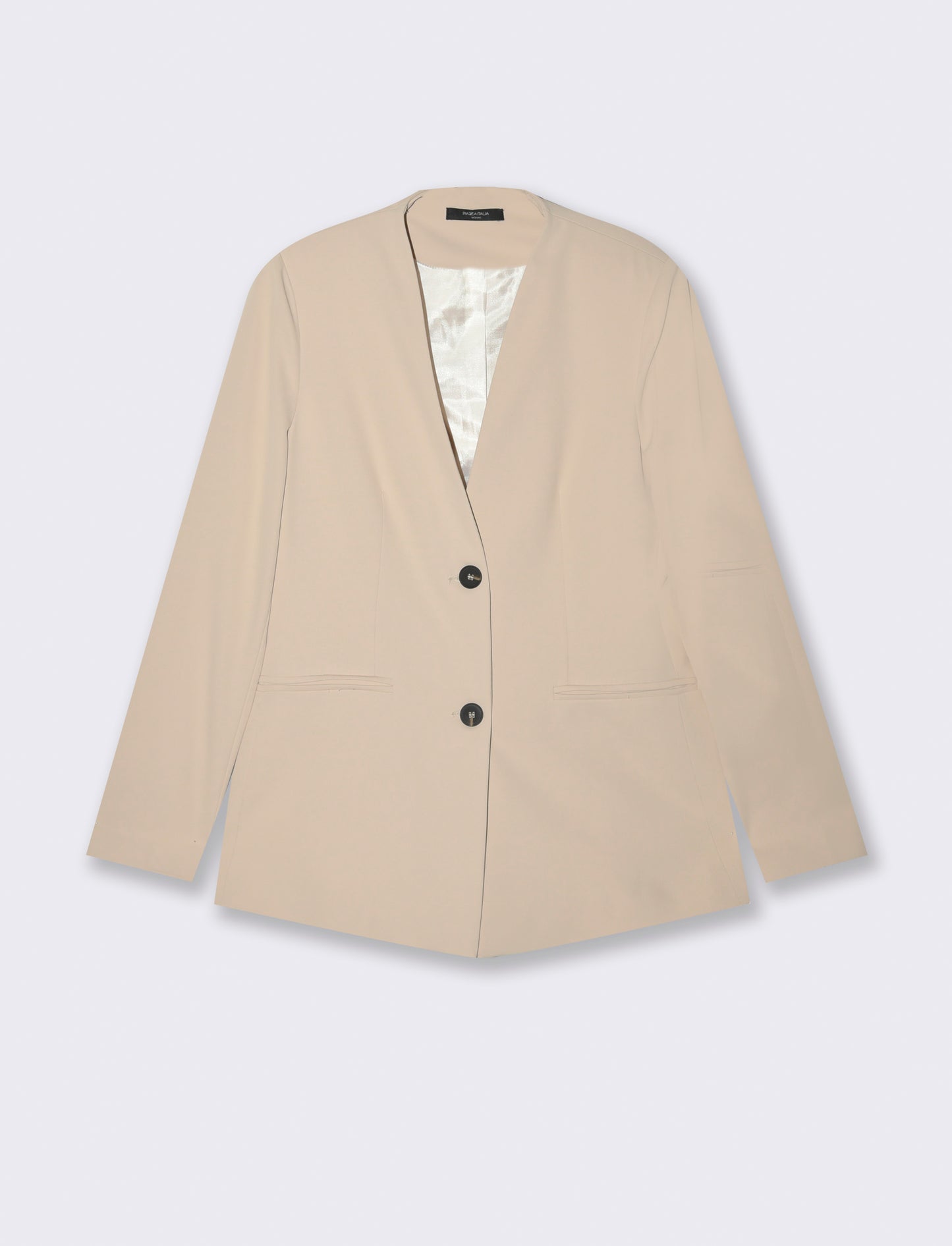 Giacca monopetto scollata senza bavaro - Beige