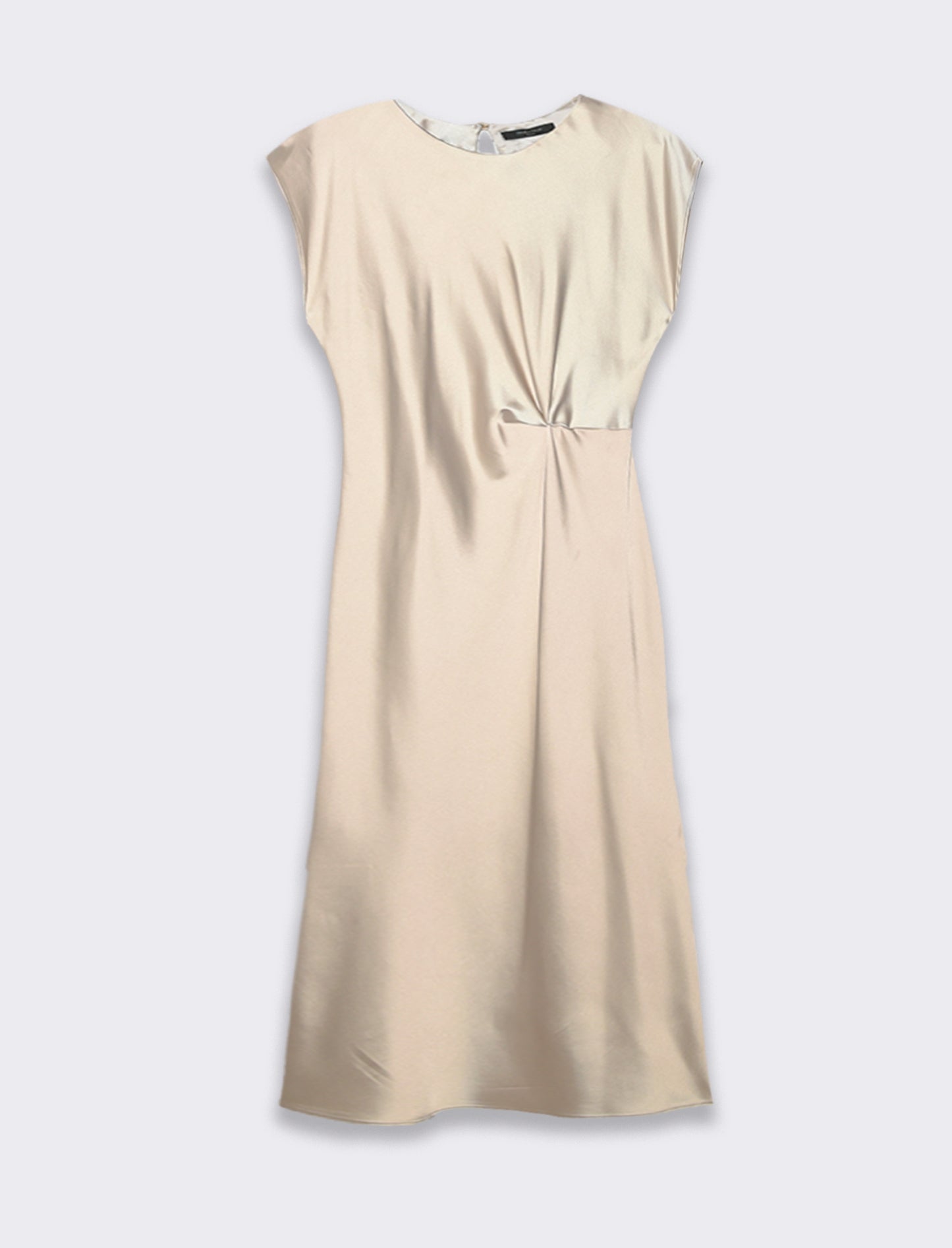 Vestito smanicato di raso - Bianco burro