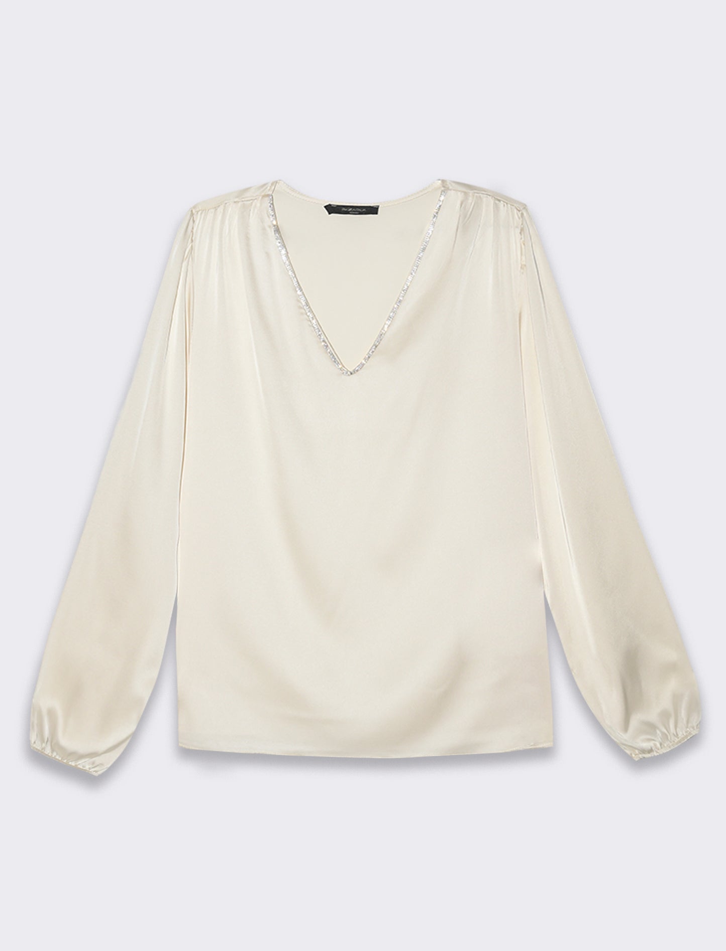 Casacca scollo V con inserti strass - Avorio