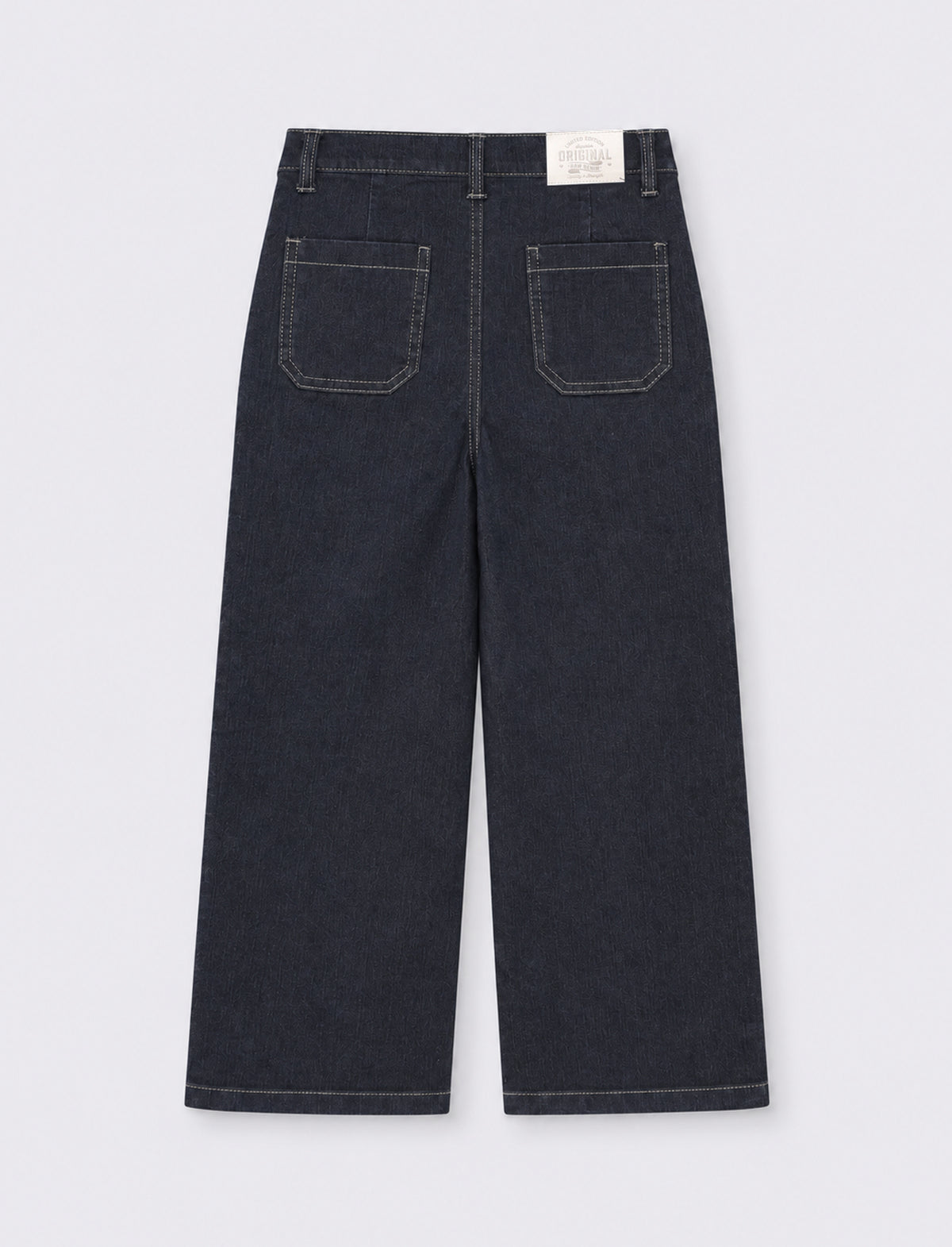 Jeans elastico da bambina modello wide leg. - DENIM SCURO