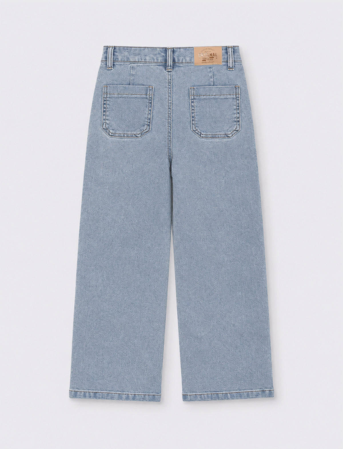 Jeans elastico da bambina modello wide leg. - Denim chiaro