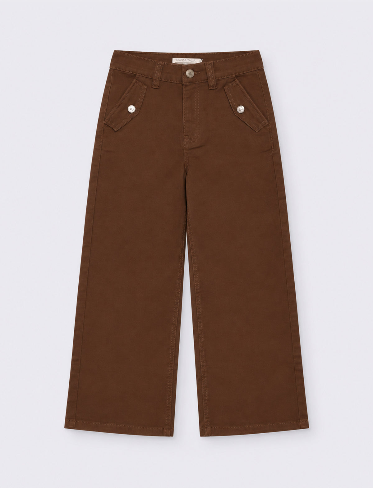 Pantalone gamba larga da bambina. - Marrone