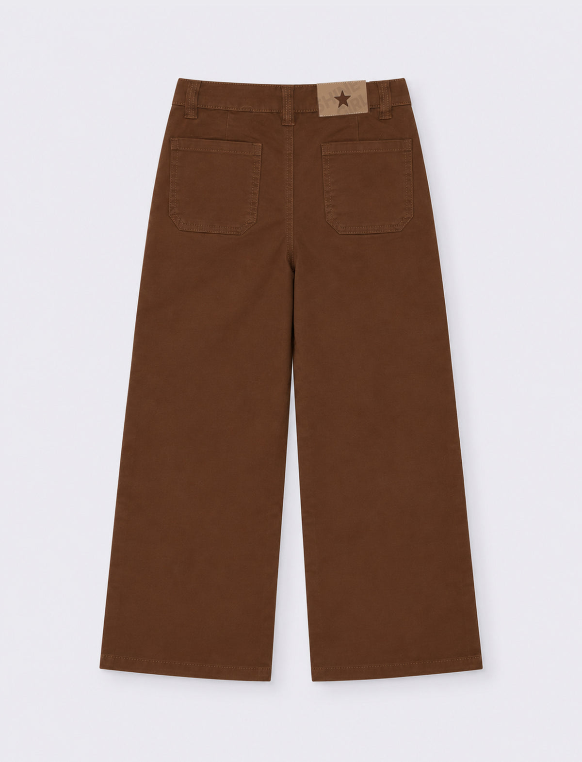 Pantalone gamba larga da bambina. - Marrone