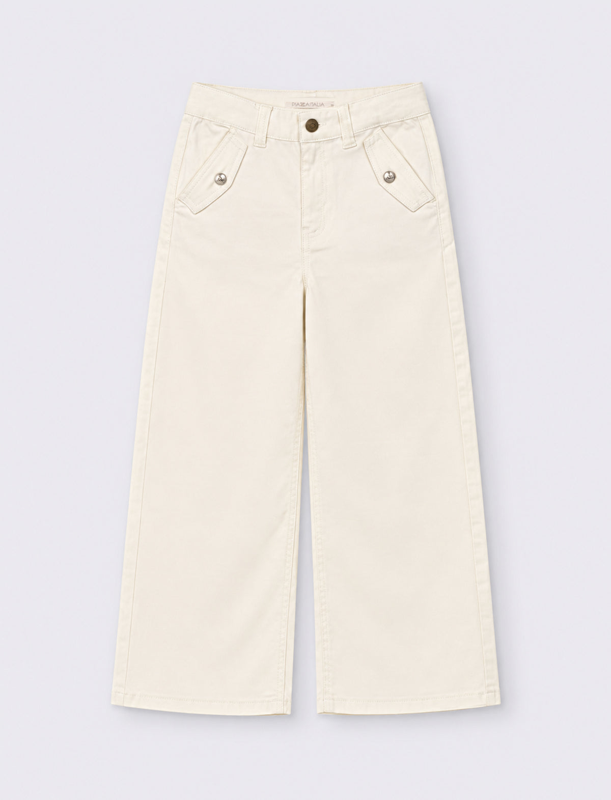 Pantalone gamba larga da bambina. - Bianco latte