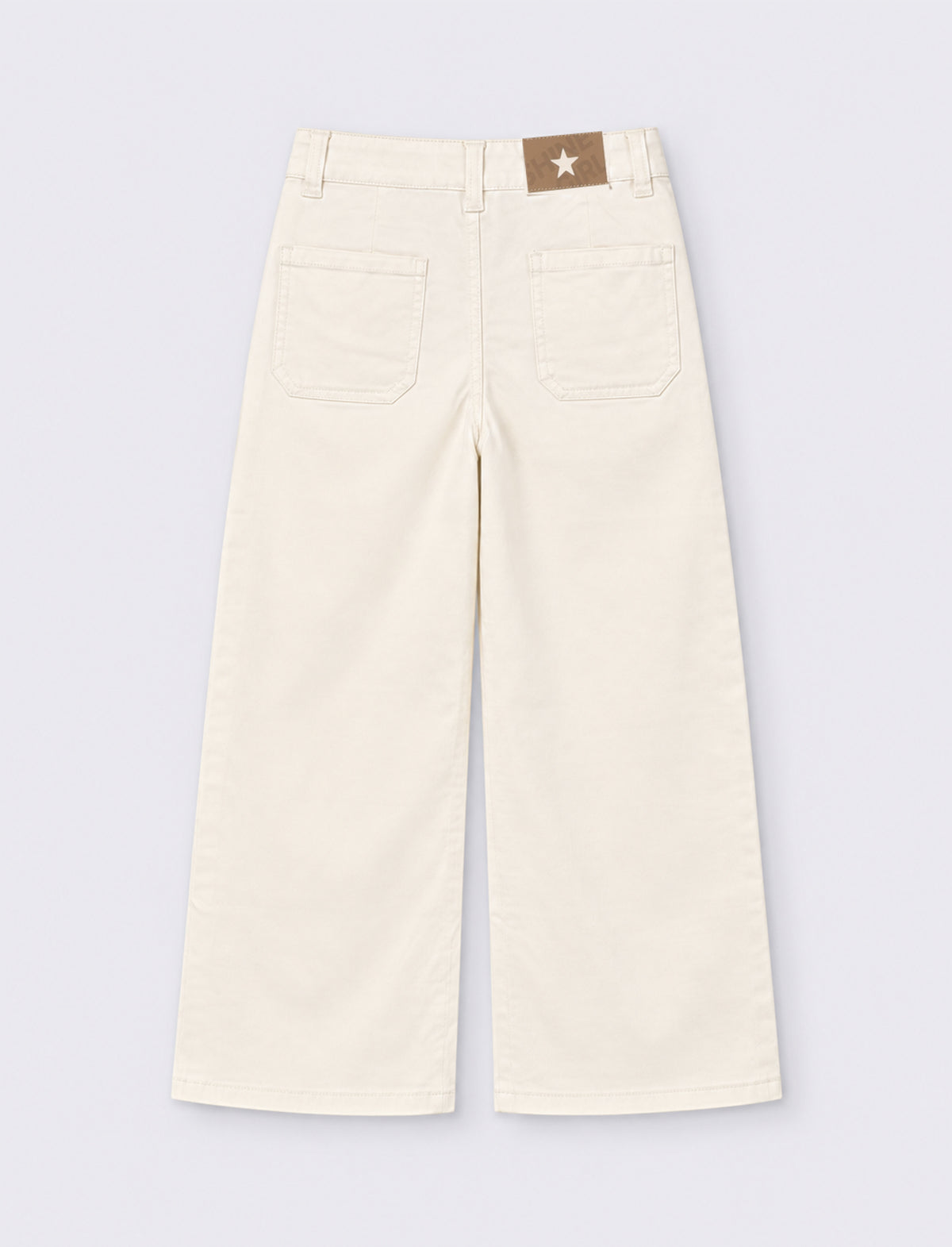 Pantalone gamba larga da bambina. - Bianco latte