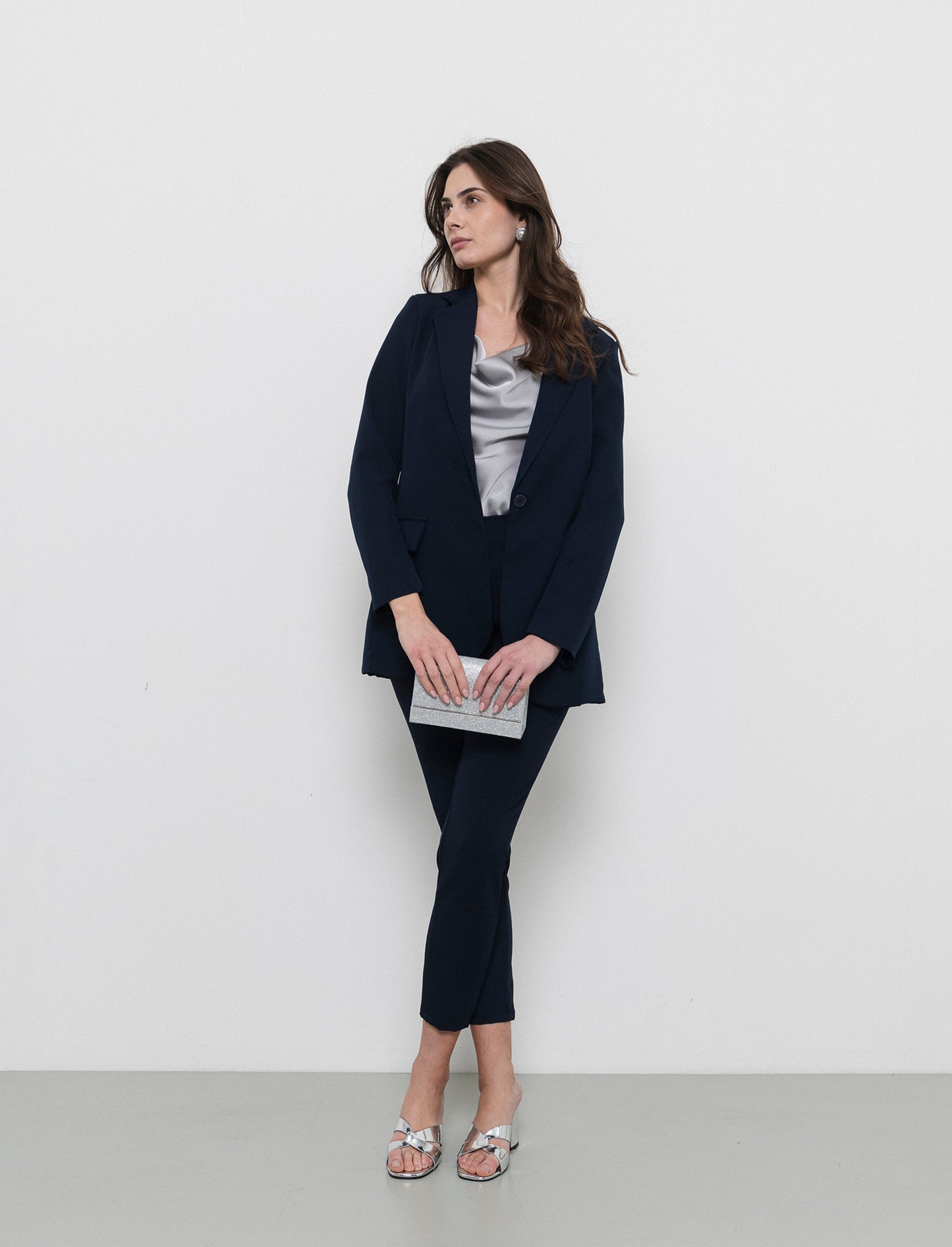 Blazer con collo revers e tasche con patta - Blu