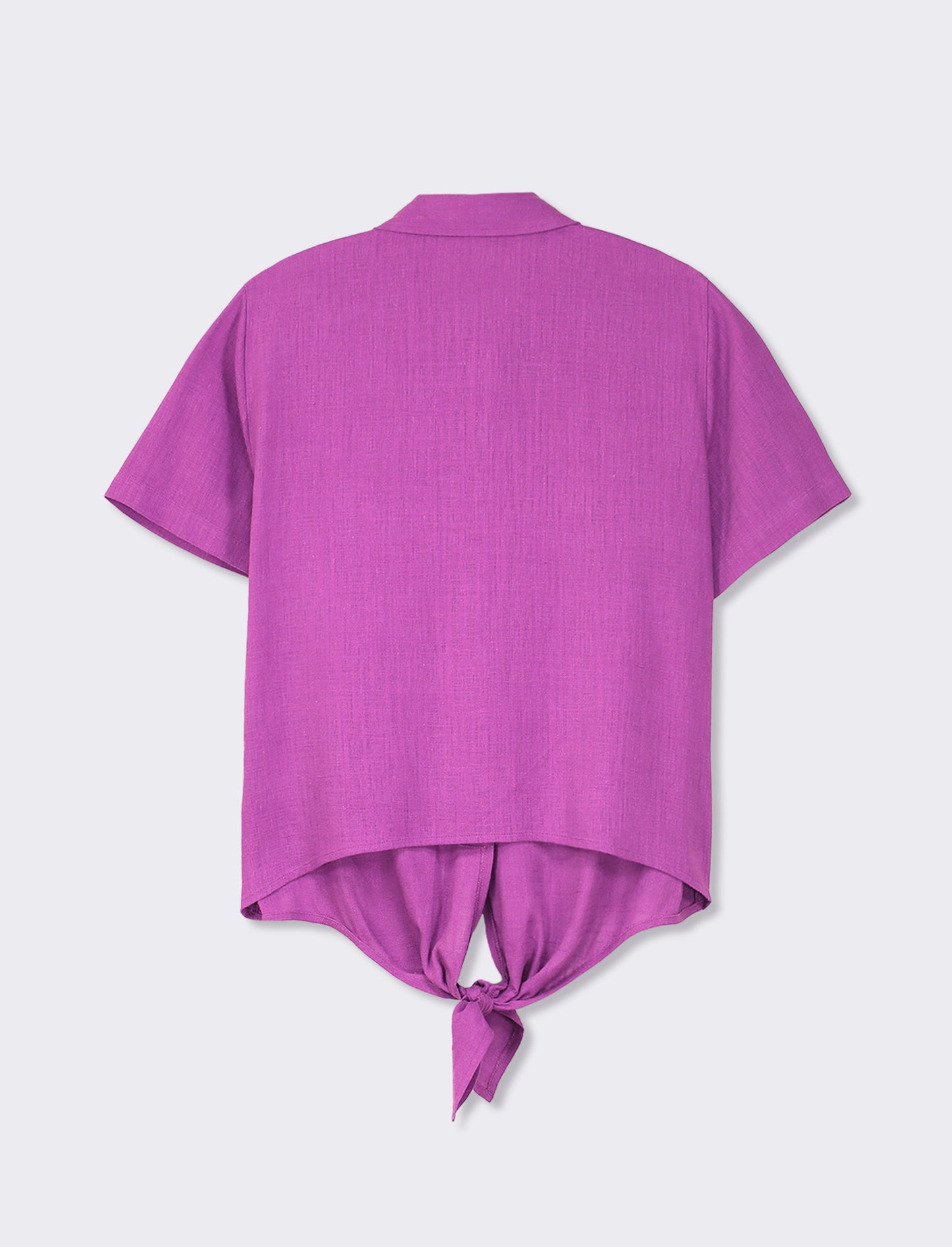 V-neck Cotton Voile Blouse with Tone-on-Tone San Gallo Sleeves - Purple