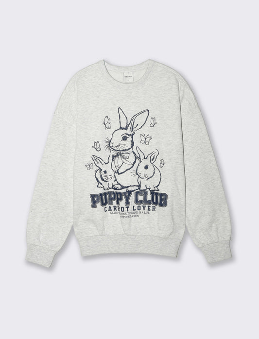 Long Sleeve Sweatshirt with Chest Print - Grey