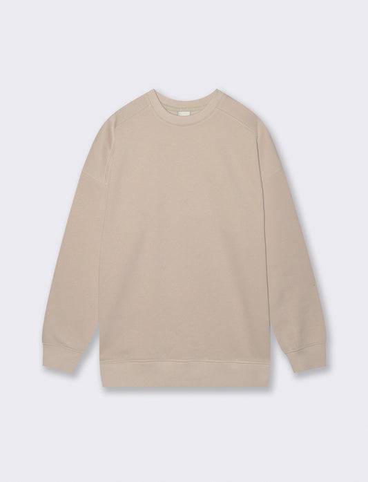 Basic Oversized Crewneck Sweatshirt - Beige