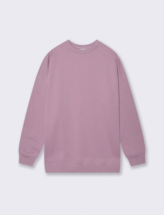 Felpa Basic Girocollo Oversize - Viola glicine