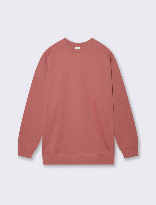 Felpa Basic Girocollo Oversize - Rosso mattone