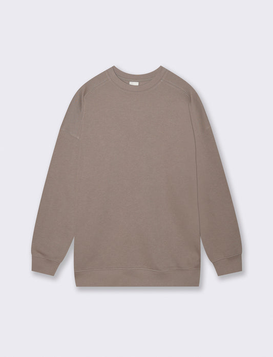 Felpa Basic Girocollo Oversize - Grigio tortora
