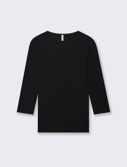 T-Shirt Manica Lunga Girocollo Skinny - Nero
