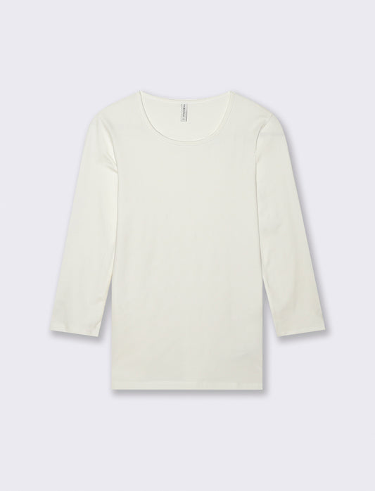 T-Shirt Manica Lunga Girocollo Skinny - Bianco latte