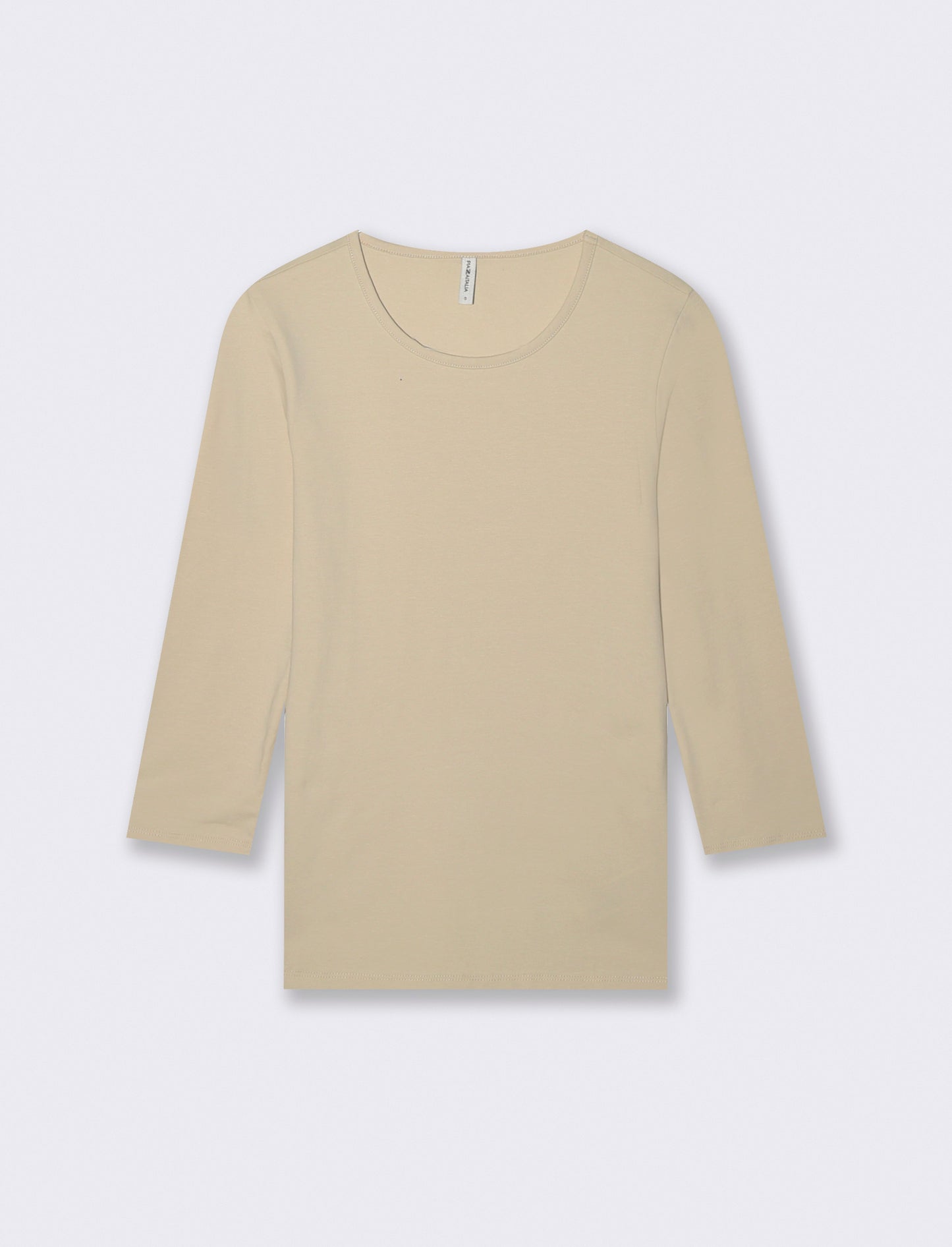 T-Shirt Manica Lunga Girocollo Skinny - Beige grano
