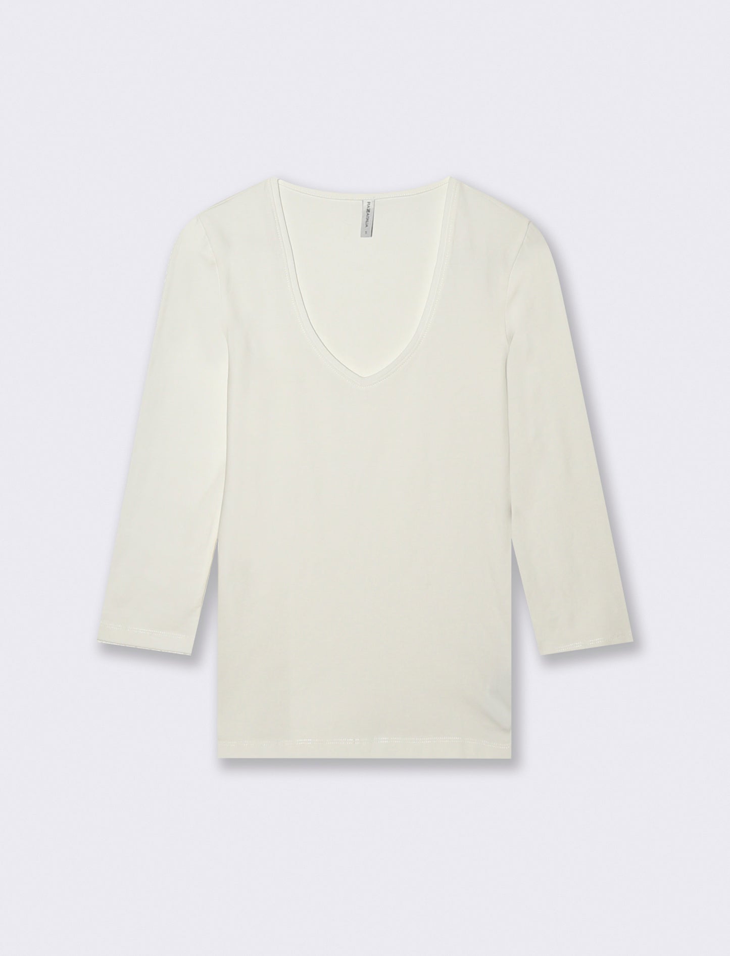 T-Shirt Manica Lunga Scollo a V - Bianco latte