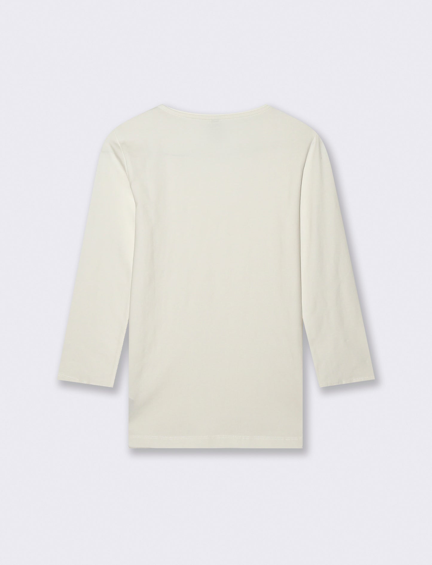 T-Shirt Manica Lunga Scollo a V - Bianco latte