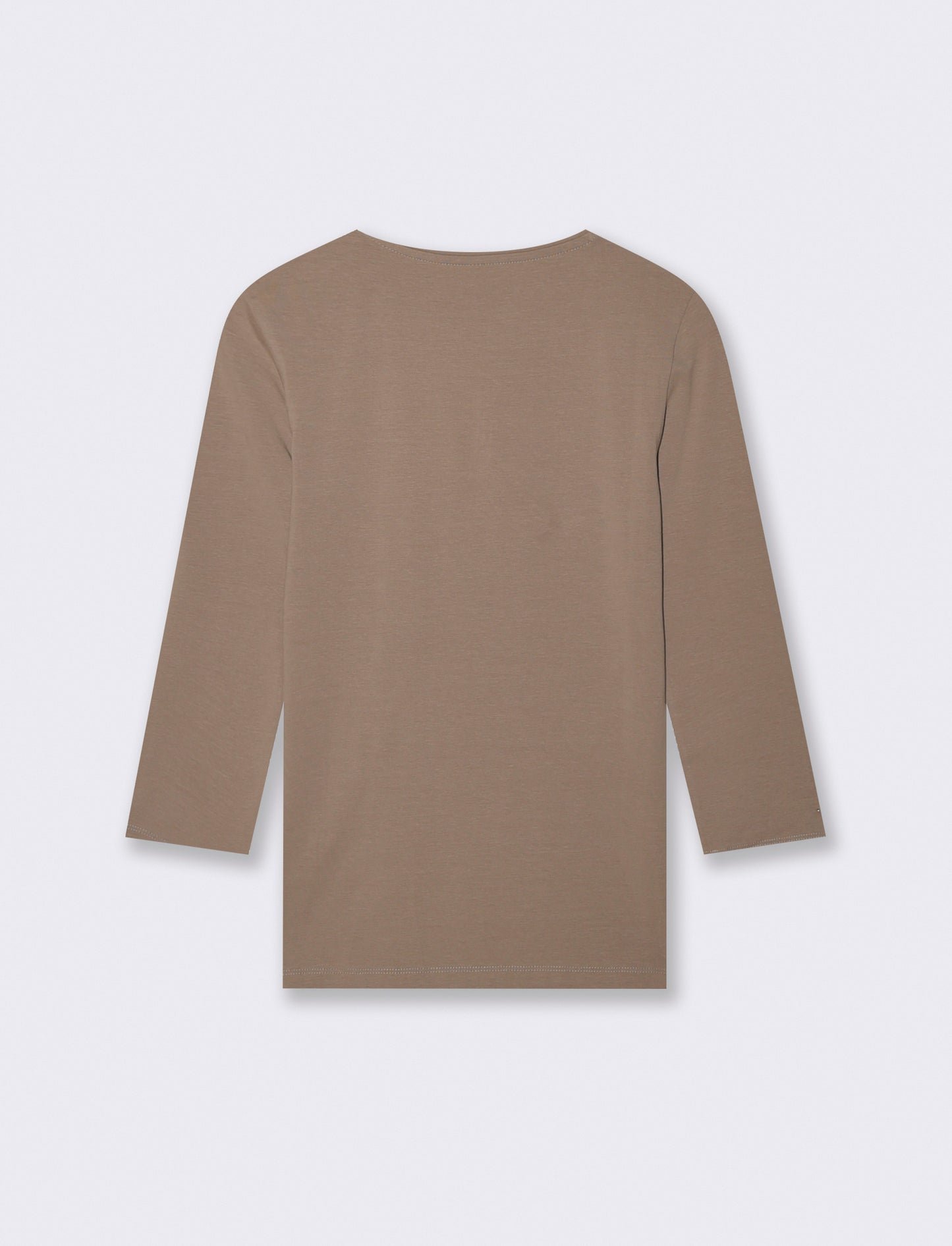 T-Shirt Manica Lunga Scollo a V - Grigio tortora