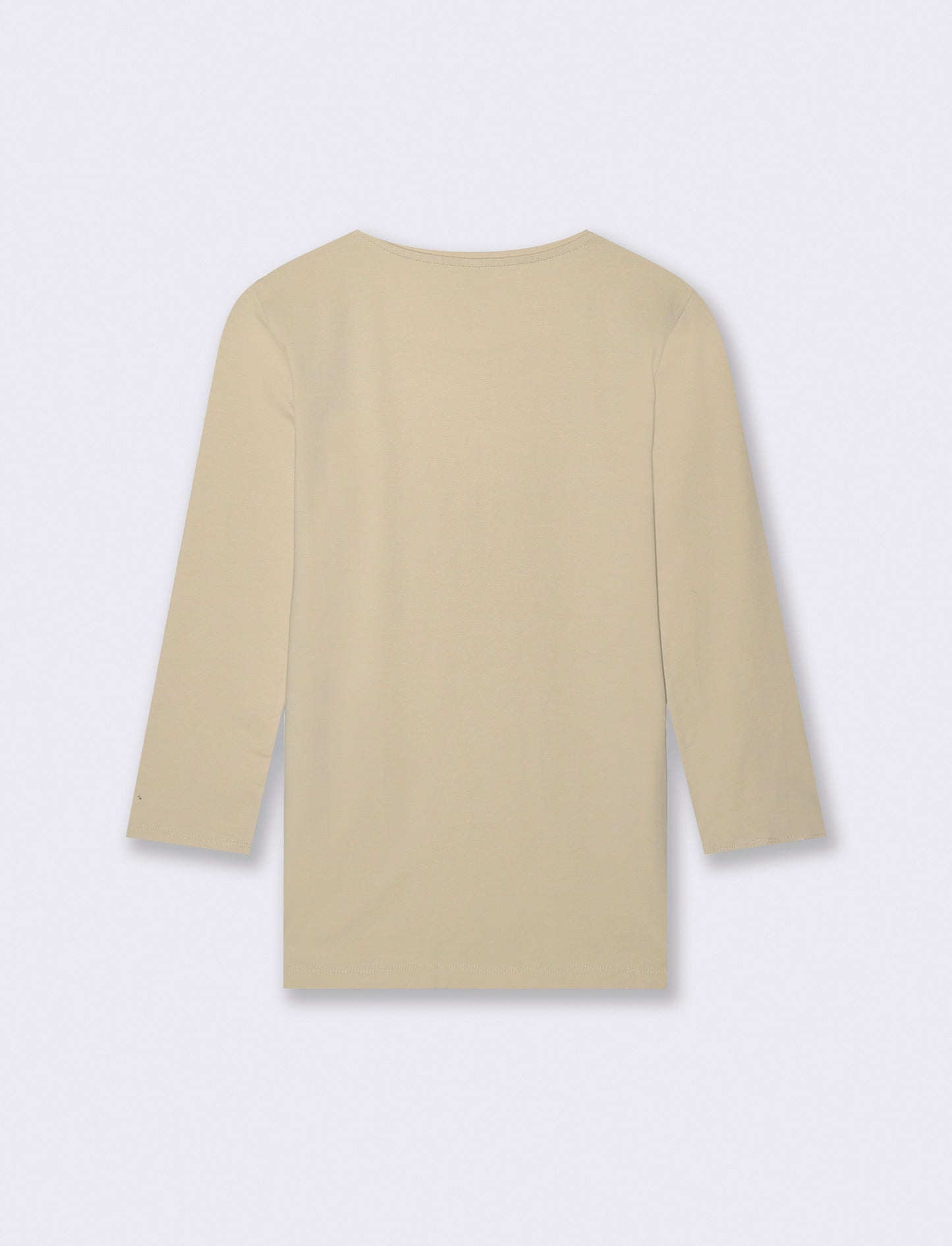 T-Shirt Manica Lunga Scollo a V - Beige grano