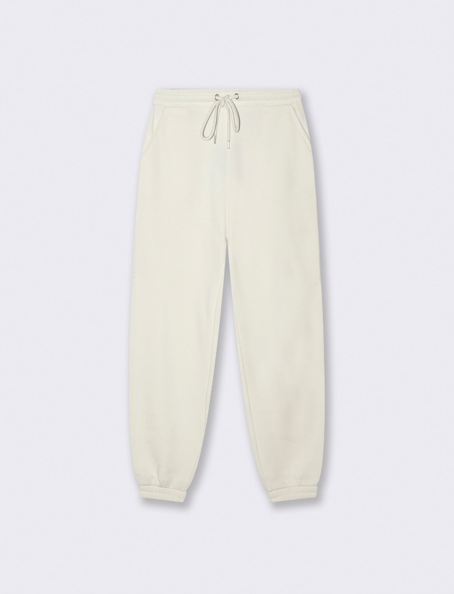 Jogger Basico Garzato con Cordoncino - Avorio