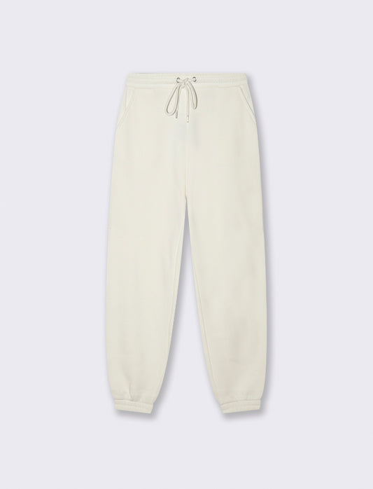 Jogger Basico Garzato con Cordoncino - Avorio