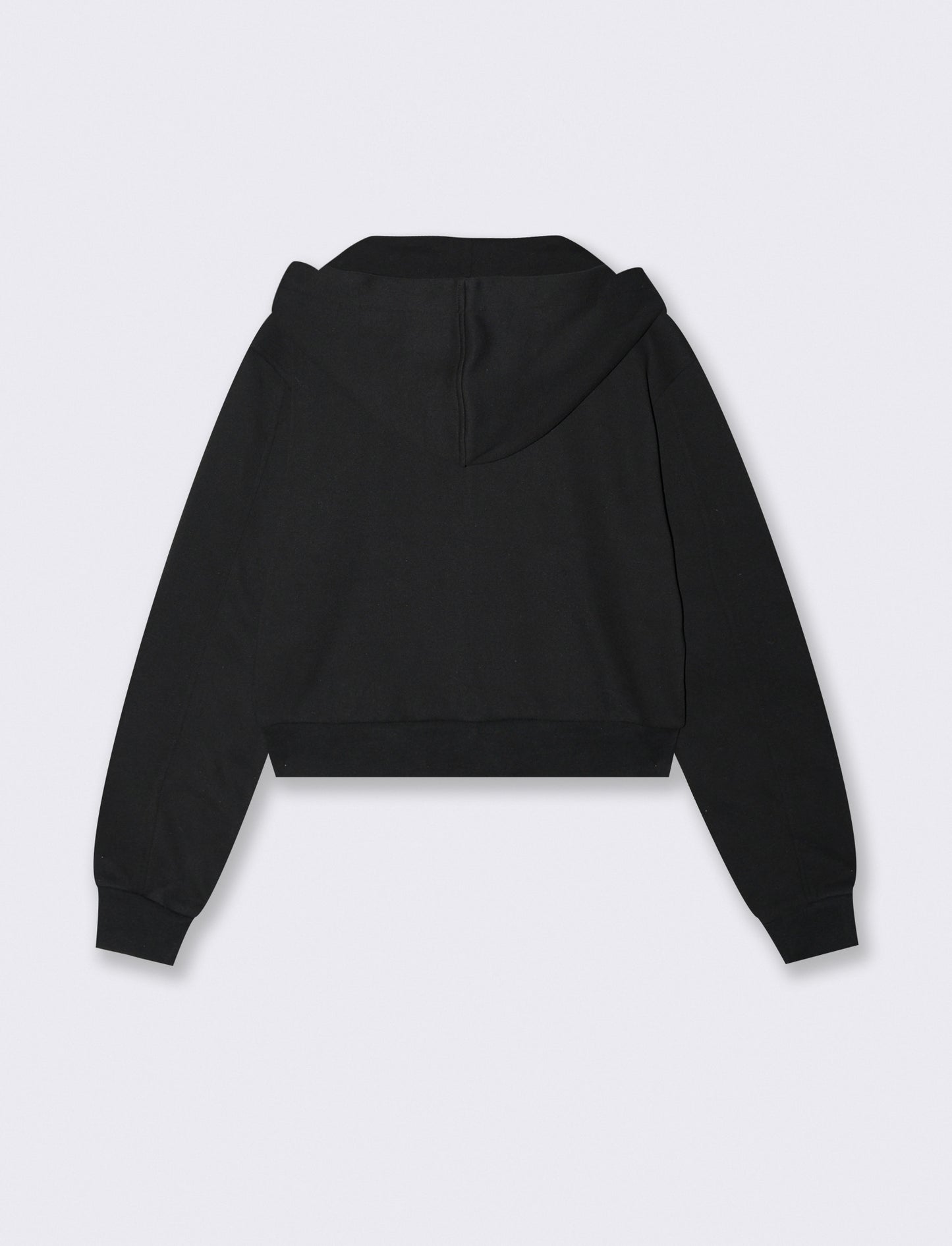 Felpa Crop con Cappuccio e Zip Frontale - Nero