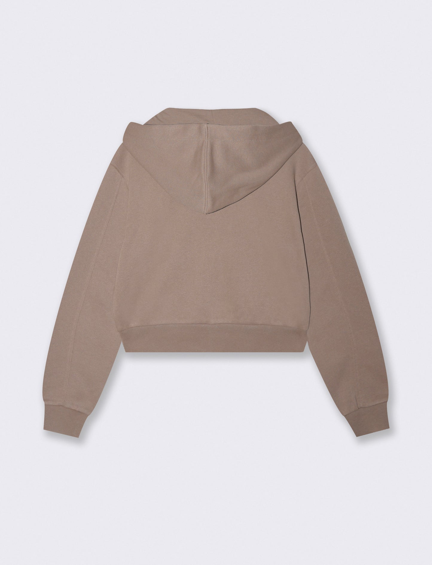 Felpa Crop con Cappuccio e Zip Frontale - Grigio tortora