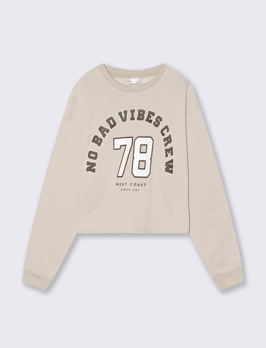 FELPA CROP - Beige grano
