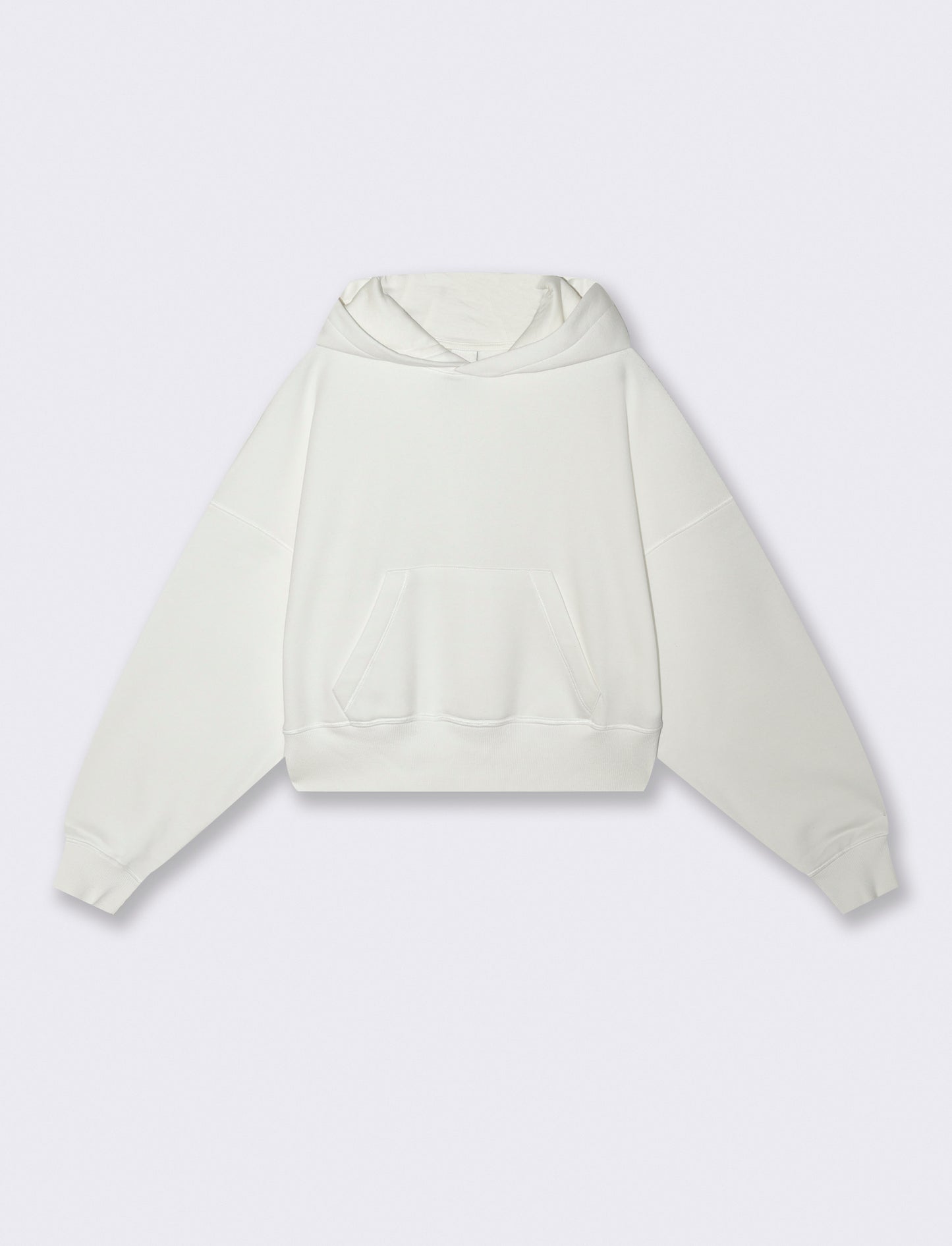 CROP HOODIE WITH KANGAROO POCKET - Beige