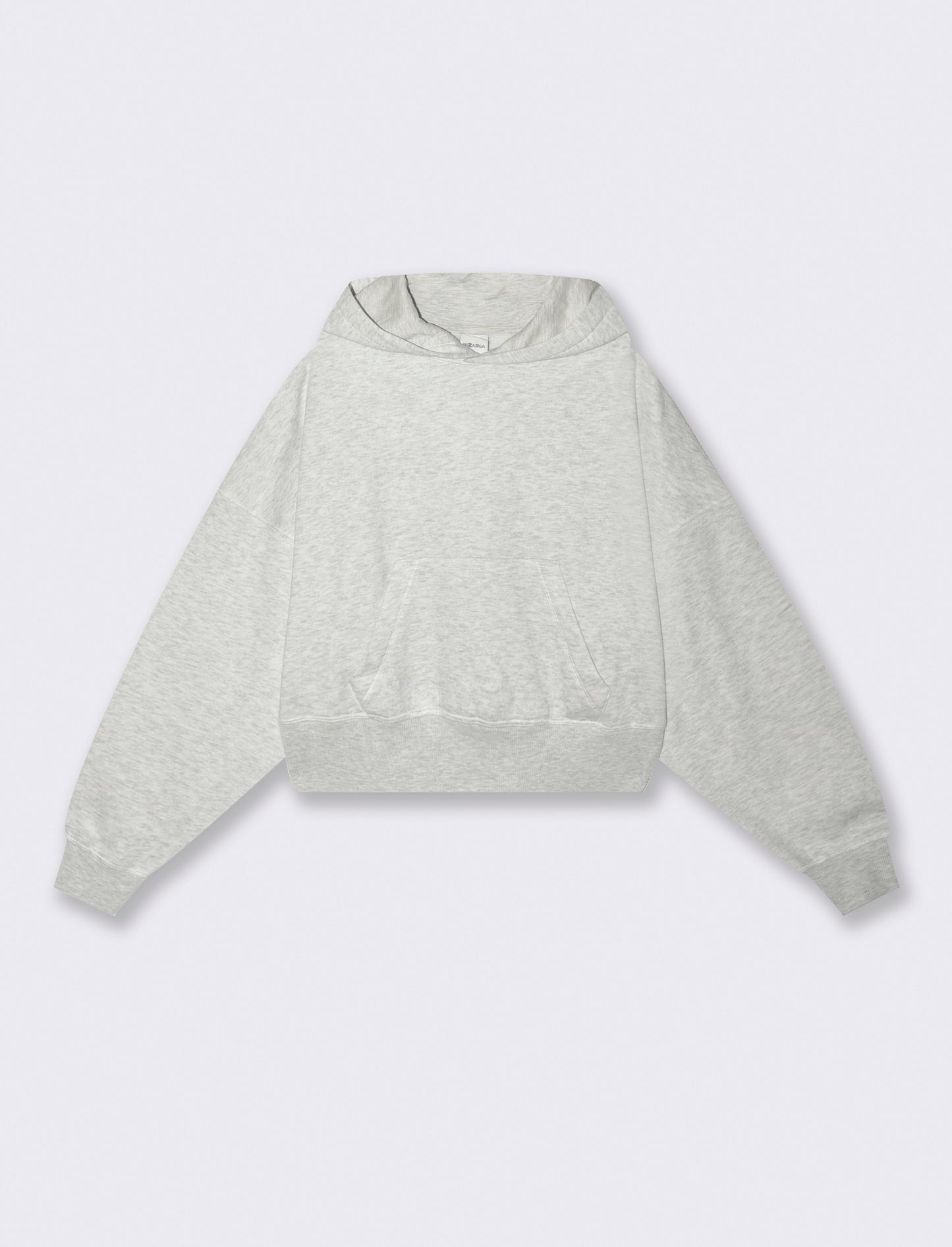 CROP HOODIE WITH KANGAROO POCKET - Grey