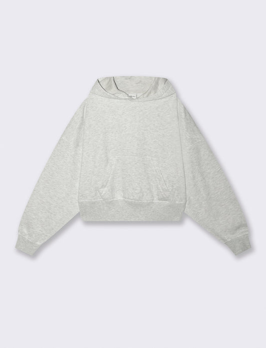 FELPA CON CAPPUCCIO CROP - Grigio chiaro mel.