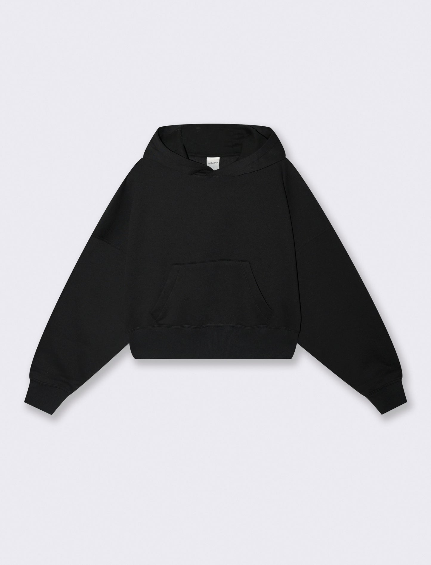 FELPA CROP CON CAPPUCCIO E TASCA MARSUPIO - Nero