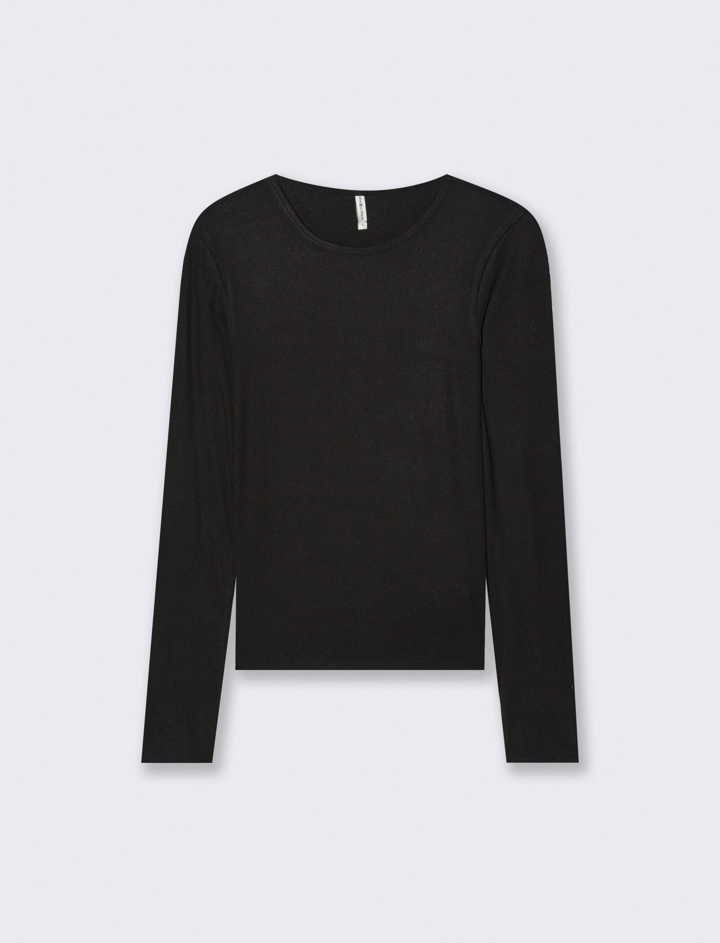 T-shirt Basica Girocollo a Coste Skinny - Nero