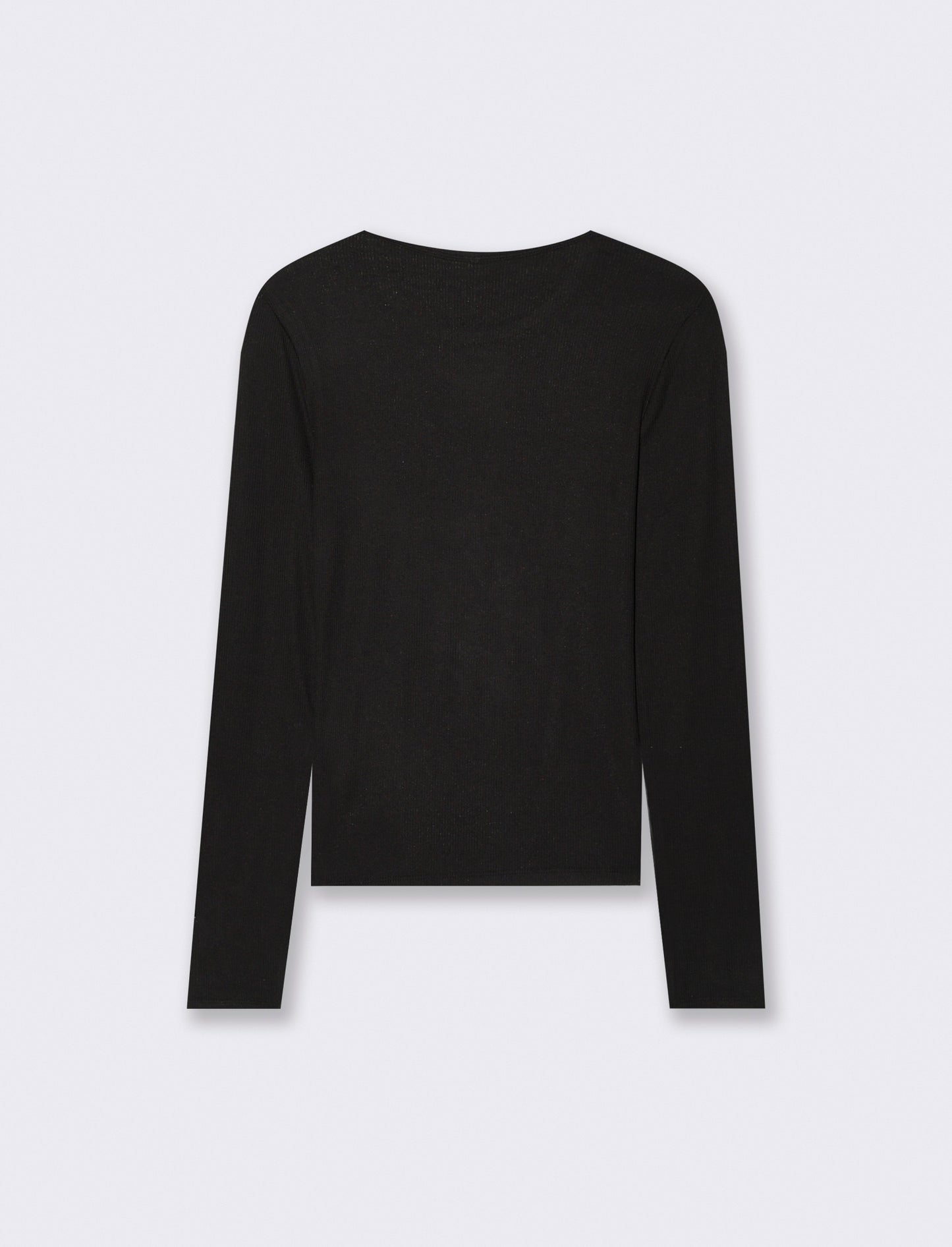 T-shirt Basica Girocollo a Coste Skinny - Nero