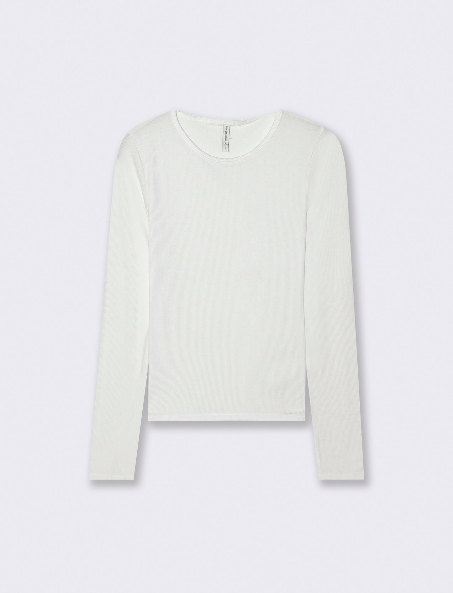 T-shirt Basica Girocollo a Coste Skinny - Bianco