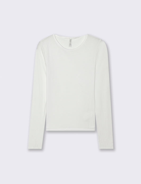 T-shirt Basica Girocollo a Coste Skinny - Bianco