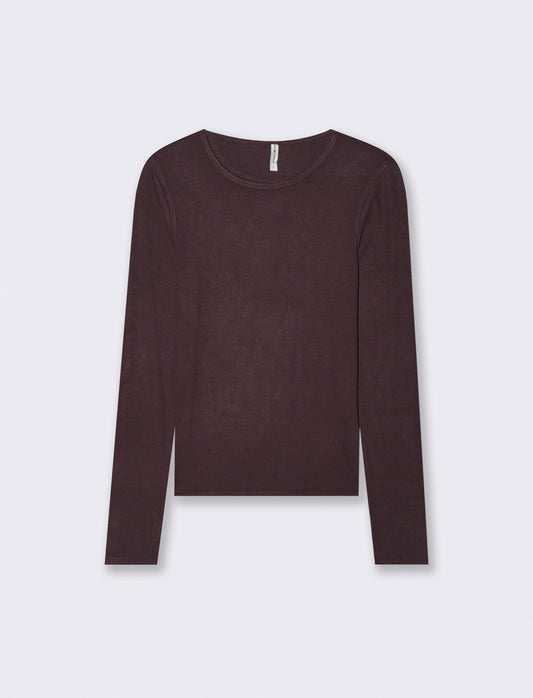 T-shirt Basica Girocollo a Coste Skinny - Moro