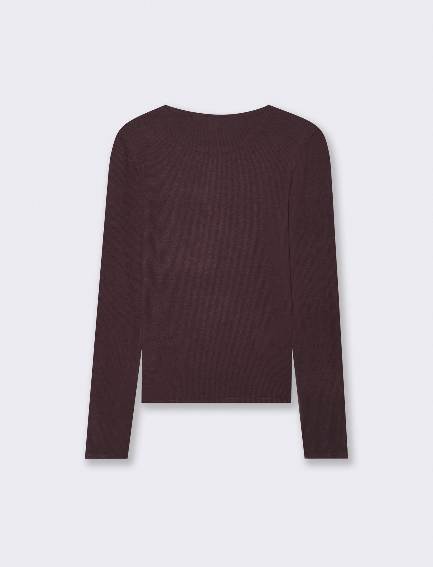 Skinny Ribbed Crew Neck T-Shirt - Brown