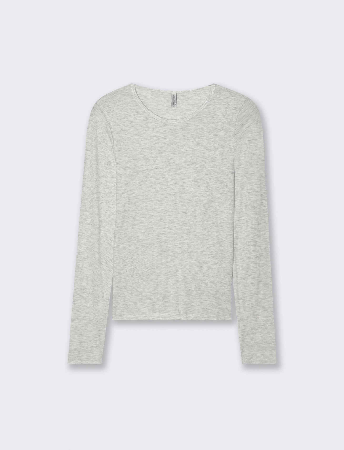 T-shirt Basica Girocollo a Coste Skinny - Grigio chiaro mel.